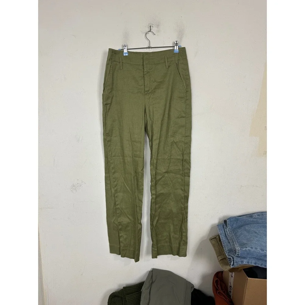 Banana Republic Womens Olive Green Linen Blend Straight Leg Pants 8L 669448-00